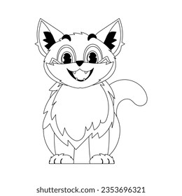 Cleverly cat in a organize organize, shocking for children's coloring books. Cartoon style, Vector Illustration