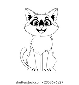 Cleverly cat in a organize organize, shocking for children's coloring books. Cartoon style, Vector Illustration
