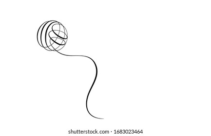 Clew ball of thread. Continuous one line drawing vector illustration