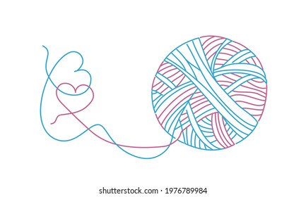 Clew with two hearts. Love concept. Hand drawn vector illustration.