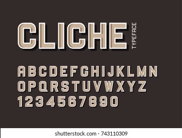 Cliche vector decorative bold font design, alphabet, typeface, typography.