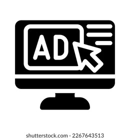 click advertising glyph icon vector. click advertising sign. isolated symbol illustration