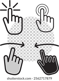 Click and Approval lineart vector icons set
