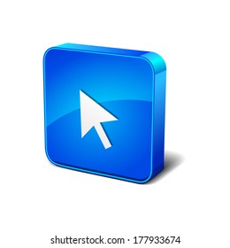 Click Arrow 3d Rounded Corner Blue Vector Icon Button