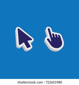 Click arrow and hand icons 3d.