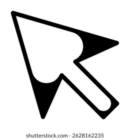 Clique na linha do ícone de seta. Ícone de seta de cursor com um efeito de clique. Representa um clique do mouse do computador, indicando ação, interação ou seleção.