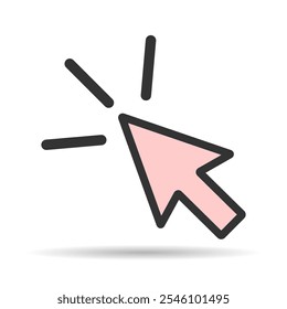 Hacer clic flecha icono de sombra del mouse, cursor del Botón del Web. Ilustración vectorial de diseño digital .