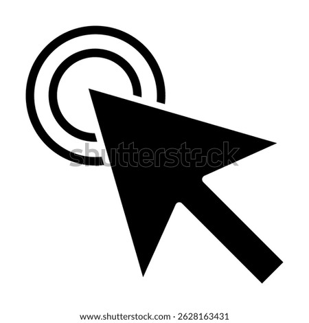 Click the black arrow icon. Cursor arrow icon with click effect. Represents a computer mouse click, indicating an action, interaction, or choice.