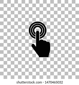 Click. Black flat icon on a transparent background. Pictogram for your project