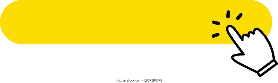 click blank button with hand pointer clicking icon. hand clicking button. flat style.