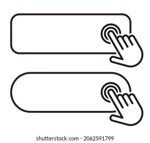 Click blank button with hand pointer clicking icon isolated on white background