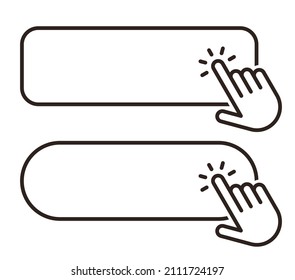 Haga clic en el botón en blanco con el puntero de la mano haciendo clic en el icono aislado en el fondo blanco