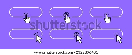 Click Blank Button with pointer clicking. Web button set. Clicking the icon. Action button click here with click cursor. Vector illustration.