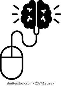 Click brain solid glyph vector illustration