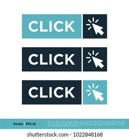 Click Button Arrow Icon Vector Logo Template Illustration Design. Vector EPS 10.