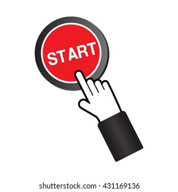 Click Button Circle Start Red color - vector illustration