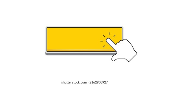 Haga clic en el botón con un icono de clic con la mano. Vector simple.
