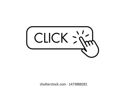 Click button with hand clicking. Isolated vector.