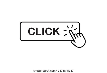 Click button with hand clicking. Isolated vector.