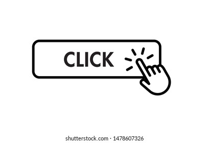 Click button with hand clicking. Isolated vector.