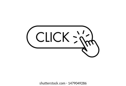 Click button with hand clicking. Isolated vector.