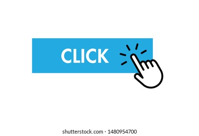 Click button with hand clicking. Isolated vector.