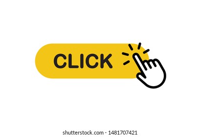 Click button with hand clicking. Isolated vector.