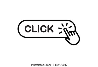 Click button with hand clicking. Isolated vector.