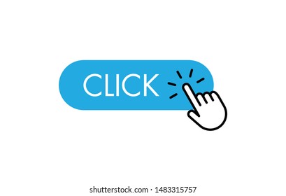 Click button with hand clicking. Isolated vector.