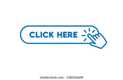 Click button with hand pointer clicking, isolated vector icon