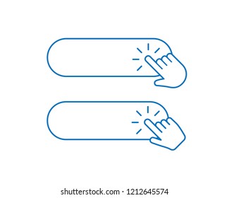 Click button with hand pointer clicking, isolated vector icon set