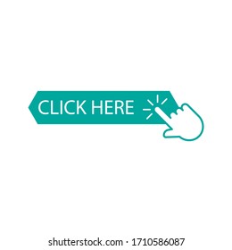 Click button with hand pointer clicking  isolated on white background