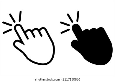 Click button with hand pointer clicking. Isolated website hand finger clicking cursor.