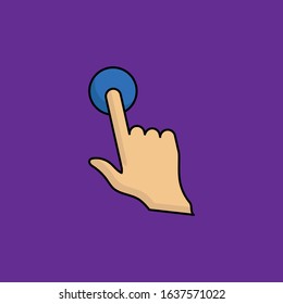 click button icon or symbol. cartoon style.color icon.isolated on blue background.