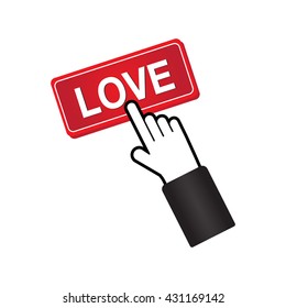 Click Button Rectangle Love Red color - vector illustration