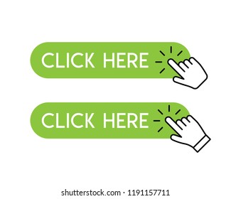 Click button set with hand clicking icon