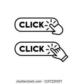Click button set with hand clicking icon