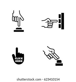 Click the Button. Simple Related Vector Icons Set for Video, Mobile Apps, Web Sites, Print Projects and Your Design. Black Flat Illustration on White Background.