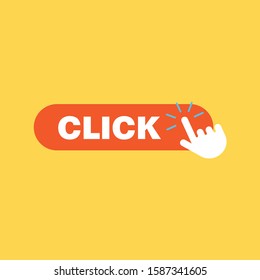 Click button template with pointer. Vector. 