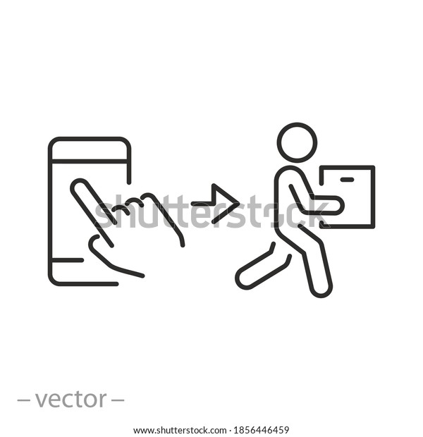 click buy and collect order,\
icon, receive order in pick up point, delivery services steps,\
online store concept - editable stroke line vector\
illustration