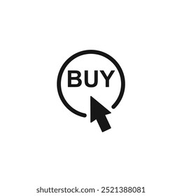Clique em comprar ícone símbolo ilustração vetorial