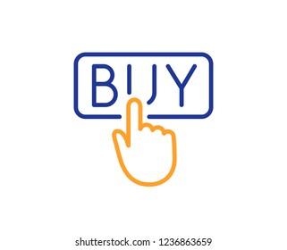 Click to Buy line icon. Online Shopping sign. E-commerce processing symbol. Colorful outline concept. Blue and orange thin line color icon. Buying Vector