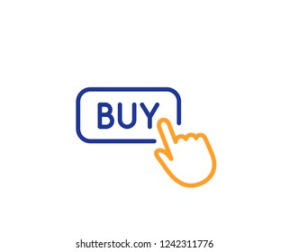 Click to Buy line icon. Online Shopping sign. E-commerce processing symbol. Colorful outline concept. Blue and orange thin line color icon. Buy button Vector