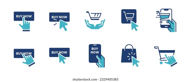 click buy product button icon vector with online shopping pointer arrow clicking buy button symbol illustration design