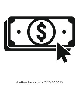 Haga clic en el vector simple del icono de efectivo. Teléfono móvil de pago. Banco en línea