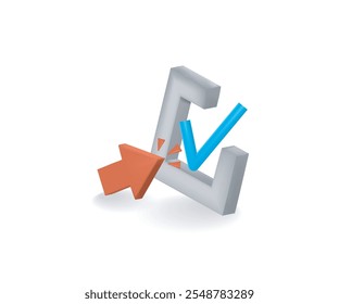 Click check box concept illustration isometric 3d vector