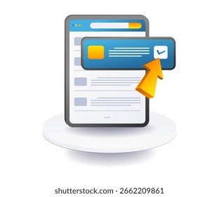 Hacer clic del Botón de marca de verificación en la aplicación de tecnología