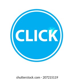 Click circular icon blue on white background