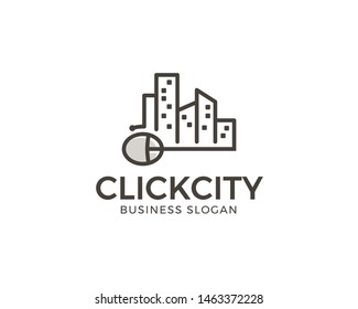 Click city logo design. Online service, Booking hotel, Building logo icon. City building logo illustration