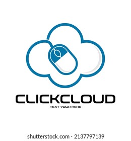 Click cloud vector logo template. This design use mouse symbol. Suitable for technology and hosting.